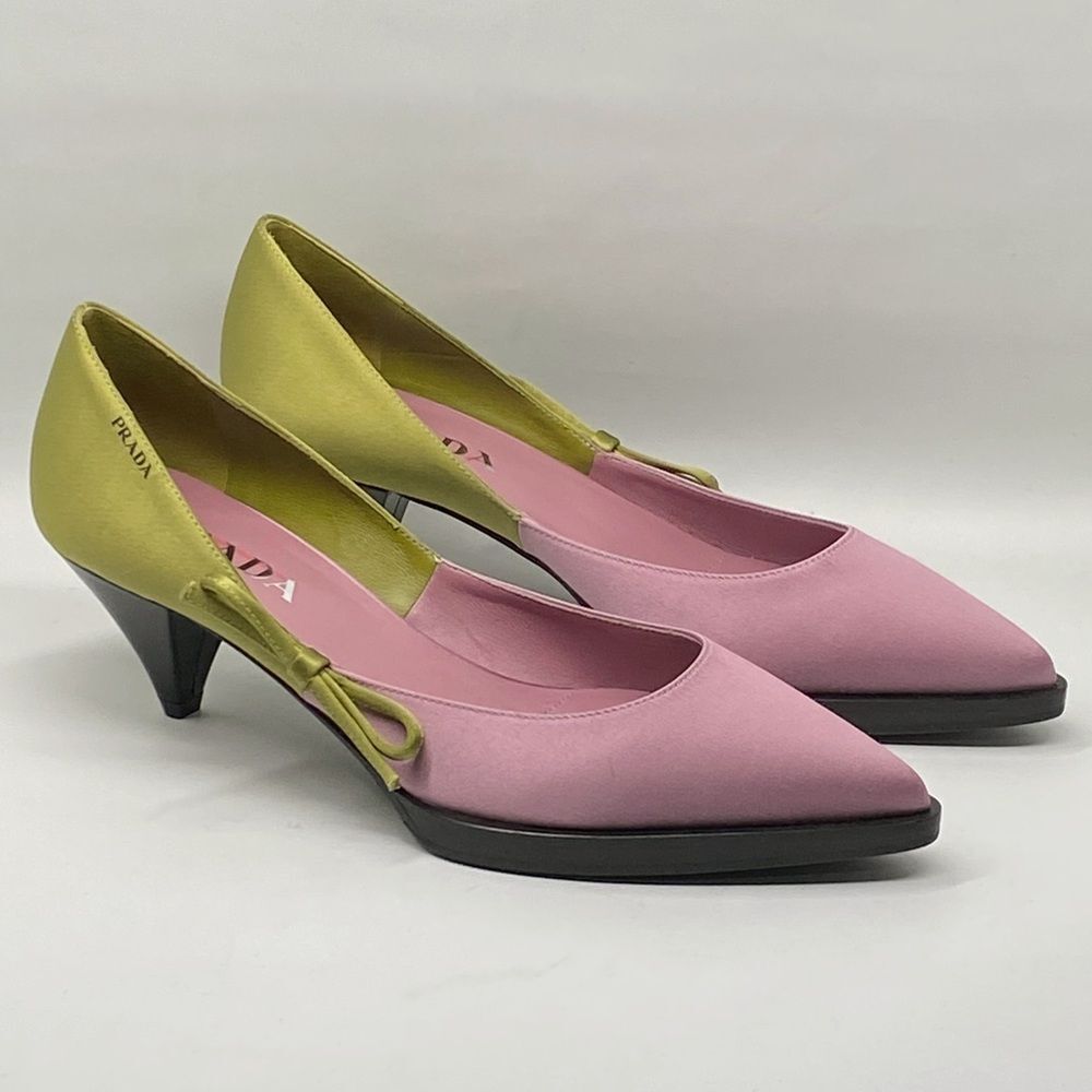 Prada Raso 50MM Colorblock Kitten Pumps size 38.5 - Picture 3 of 12